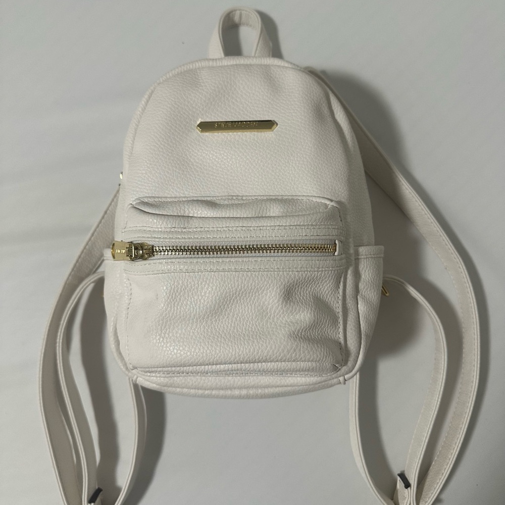 Steve Madden White Backpack with Adjustable Straps and Compact Design